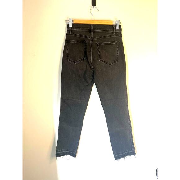 Lou & Grey Black Gray Wash High Waist Straight Cropped Undone Hem Jeans sz. 26 - Picture 2 of 7